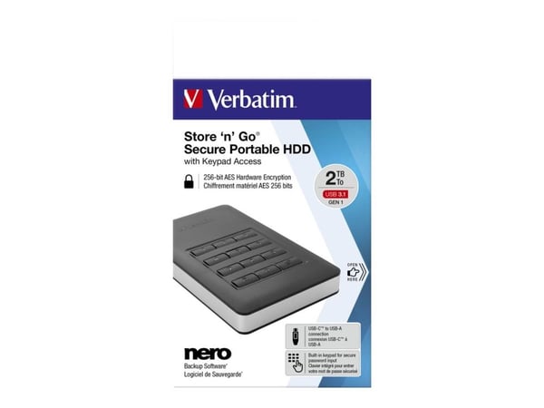 Verbatim Store ´n´ Go Secure Keypad USB 3.1 - 2TB Black