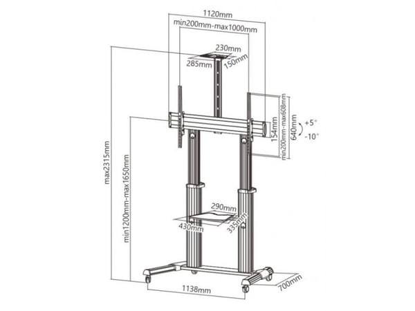 Techly Mobilstativ för stor LCD/LED/Plasma-TV 60''-100'', 100 kg VESA
