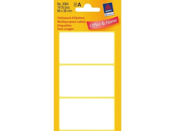 Avery Multi-Purpose Labels - Hvit - 38 x 66 mm 18 etikett(er) (6 ark x 3 flerbruks merkelapper