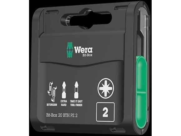Wera Bit-Box 20 BTH PZ - Spiss for skrutrekker - 20 deler - pozidriv - PZ2 - heksagonal - lengde: 25 mm