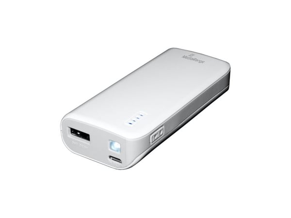 MediaRange Mobile Charger - Strømbank - 5200 mAh - 2.1 A (USB) - på kabel: Micro-USB - grå, hvit