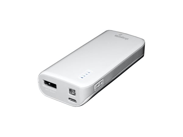 MediaRange Mobile Charger - Strømbank - 5200 mAh - 2.1 A (USB) - på kabel: Micro-USB - grå, hvit