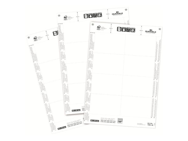 Durable Badge insert 60x90 mm, Valkoinen, 9 cm, 6 cm, 12 kpl