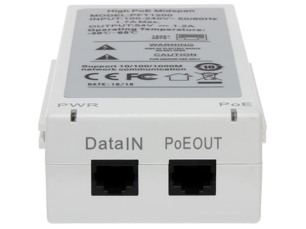Dahua PFT1200 High PoE Midspan - Strøminjektor - AC 100-240 V - 60 watt - for Ultra Series 6AL445XANR; Ultra Series ArcticPro 8A840PANF, 8A840WANF