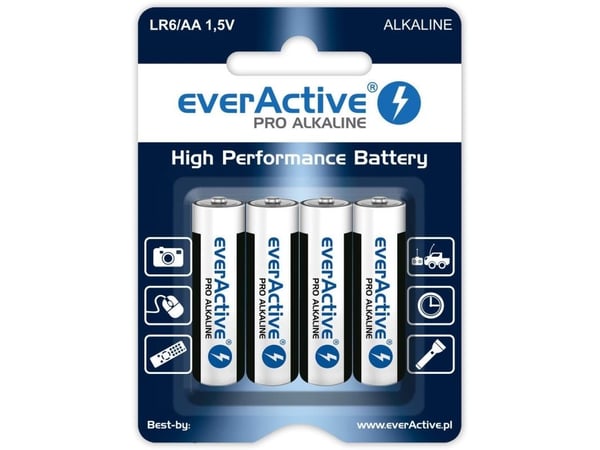EverActive Pro alkaliparistot LR6 AA - läpipainopakkaus, jossa 4 kpl.