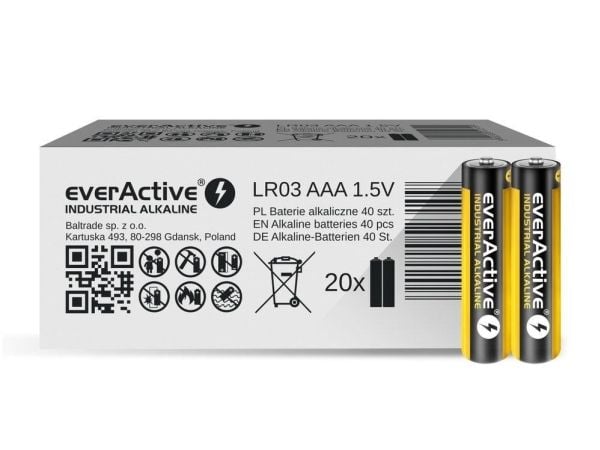 Everactive EVLR03S2IK, Engångsbatteri, AAA, Alkalisk, 40 styck, 1100 mAh, 5 År