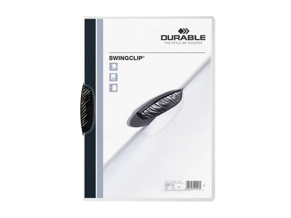 DURABLE SWINGCLIP - Klipsfil - for A4 (210 x 297 mm) - kapasitet: 30 ark - transparent med svart klips