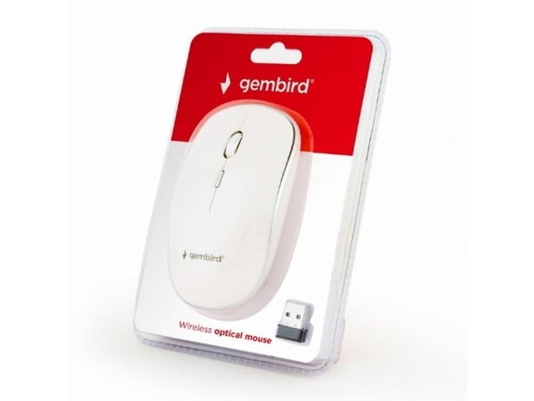 Gembird MUSW-4B-01-W, Molempikätinen, Optinen, Langaton RF, 1600 DPI, Valkoinen