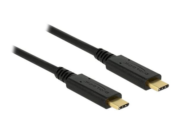Delock - USB-kabel - USB-C (hann) til USB-C (hann) - USB 3.1 Gen 2 - 5 A - 1 m - svart