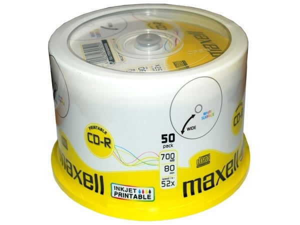 Maxell - 50 x CD-R - 700 MB (80min) 52x - utskrivbar yta - spindel