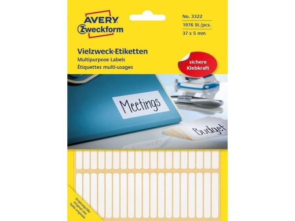 Avery Multi-Purpose Labels 3322 - Selv-adhesiv - hvit - 5 x 37 mm 1976 stk merkelapper