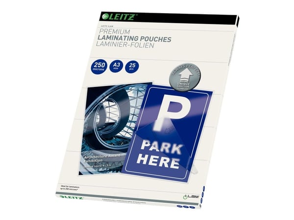 Lamineringsark Leitz Premium A3 250 mikron krystallklare - (25 stk.)