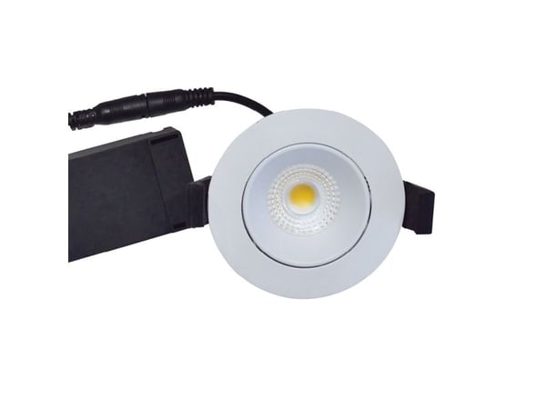NORDTRONIC Velia Low Profile LED 5,5W 220-240V 3000K CRI>95 kipvinkel 30° IP44, Mat Hvid, pyöreä