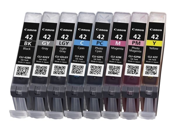 Canon CLI-42 BK/GY/LG/C/M/Y/PC/PM Multipack - 8-pack - grå, gul, cyan, magenta, lysegrå, fotocyan, fotomagenta - original - blekkbeholder - for PIX...