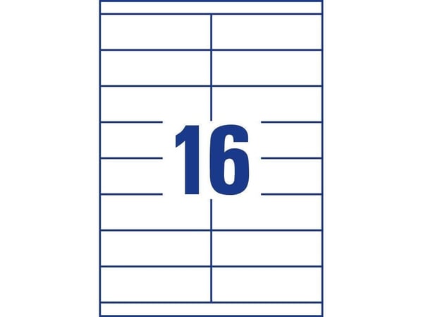 Avery - Hvit - 105 x 33.8 mm 1600 etikett(er) (100 ark x 16) flerbruks merkelapper