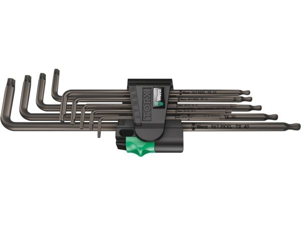 Wera 05024460001, L-torx-nøkkel, T10, T15, T20, T25, T27, T30, T40, T8, T9, Sort, Stål, Plast, CE
