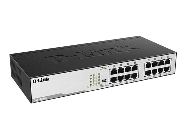 D-Link DGS-1016D/E, Hallitsematon, Täysin kaksipuolinen, Telineasennus