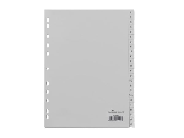 Durable 650810, Kirjainvälilehti, Polypropeeni (PP), Harmaa, Muotokuva, A4, 10 kpl