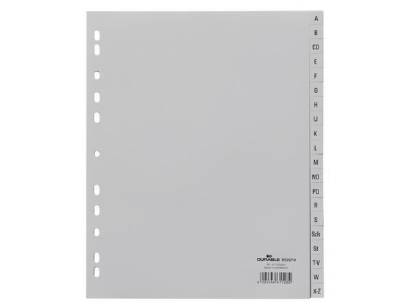 Durable 652010, Kirjainvälilehti, Harmaa, Muotokuva, A4, 245 mm, 297 mm