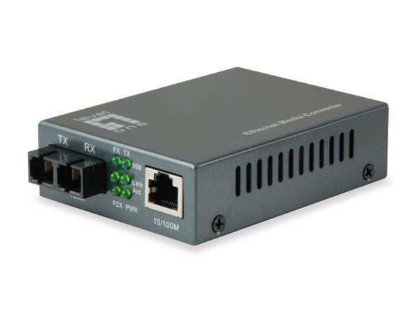 LevelOne FVT-1105 - Fibermedieomformer - 100Mb LAN - 10Base-T, 100Base-FX, 100Base-TX - RJ-45 / SC-enkeltmodus - opp til 80 km - 1310 nm