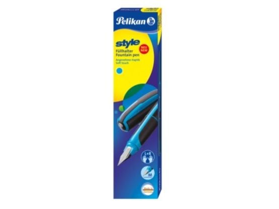 Pelikan 801263, Sort, Blå, Fyllesystem med patron, Rustfritt stål, Medium, Boks, 1 stykker