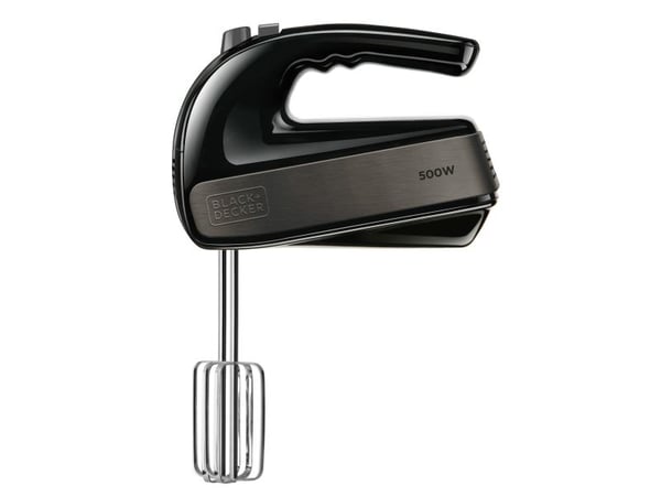 Black & Decker BXMX500E, Handmixer, Svart, Knådning, Mixning, Knappar, Handtag, Plast, Rostfritt stål, 500 W