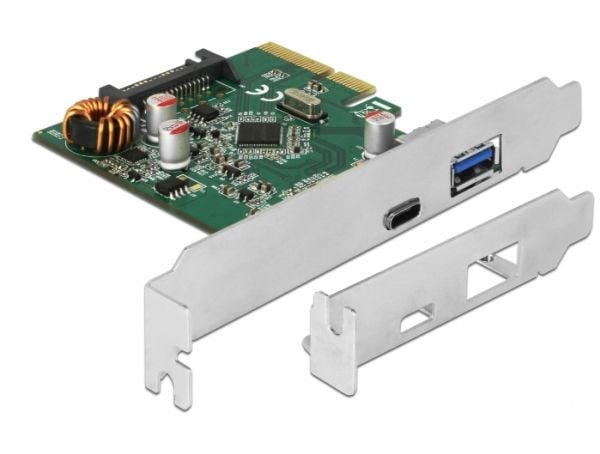 DeLock - USB-adapter - PCIe 3.0 x4 lavprofil - USB-C 3.1 Gen 2 x 1 + USB 3.1 Gen 2 x 1