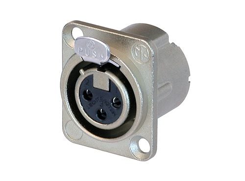 Neutrik NC3FD-LX, XLR, Aluminium, Hunkjønn, Rett, Metall, Nikkel/gull