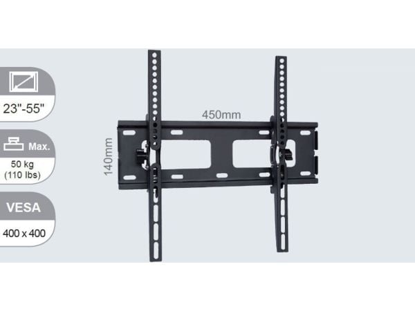 VivoLink Wall Mount Slim - Monteringssett (veggmontering) - for flatpanel - skjermstørrelse: 23"-55" - monteringsgrensesnitt: 400 x 400 mm - veggmo...