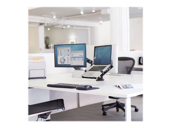 Fellowes Platinum Series Dual Monitor Arm - Monteringssett - justerbar arm - for 2 skjermer - aluminium - svart - skjermstørrelse: inntil 27" - skr...