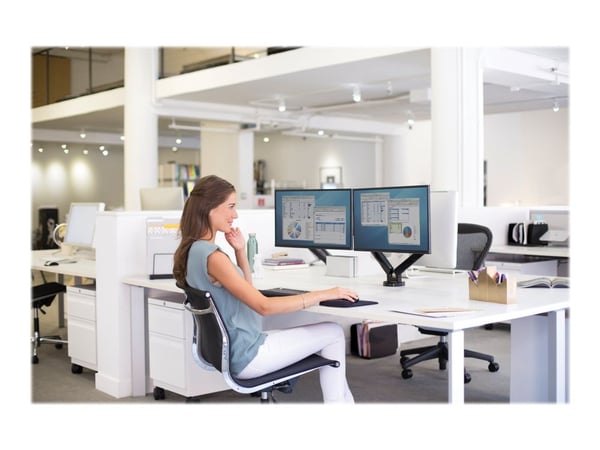 Fellowes Platinum Series Dual Monitor Arm - Monteringssett - justerbar arm - for 2 skjermer - aluminium - svart - skjermstørrelse: inntil 27" - skr...