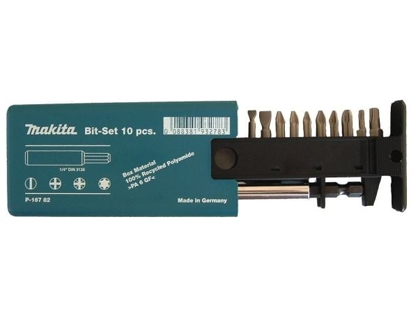 Makita - Spissett for skrutrekker - 10 deler - pozidriv, phillips, torx, slot - PH2, PZ1, PZ2, PZ3, T15, T25, SL4.5, SL5.5 - for Makita DHP482RTJ