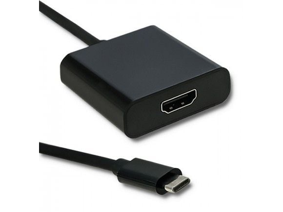 Qoltec - Video adapter - USB-C hann til HDMI hunn - 23 cm - svart - 4K-støtte