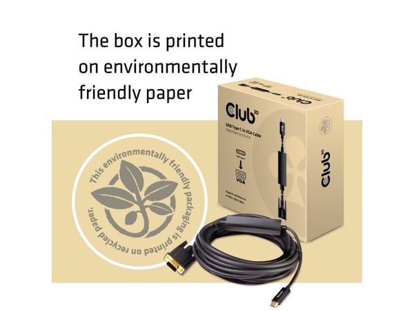 Club 3D - Sovitinkaapeli - USB-C han til HD-15 (VGA) han - 5 m - aktiivinen