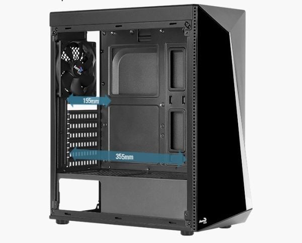 AeroCool Shard - Tower - ATX - sidepanel med vindu (akryl) - ingen strømforsyning (ATX) - svart - USB/lyd