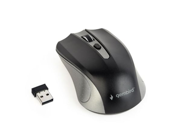 Gembird MUSW-4B-04-GB, Kaksoiskäsi, Optisk, RF trådløst, 1600 dpi, Sort, Grå
