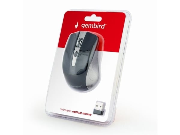 Gembird MUSW-4B-04-GB, Kaksoiskäsi, Optisk, RF trådløst, 1600 dpi, Sort, Grå