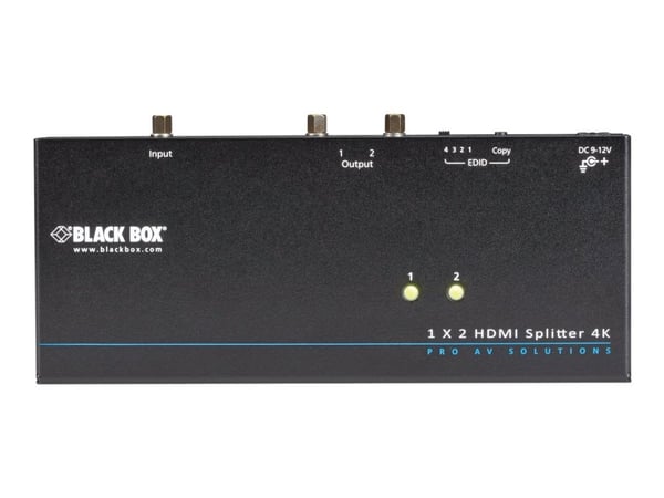 Black Box 4K HDMI Splitter 1 x 2 - Video/lyd-splitter - 2 x HDMI - stasjonær, rackmonterbar - TAA-samsvar