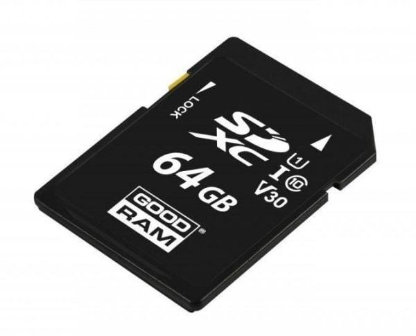 GOODRAM S1A0 - Flashminnekort - 64 GB - Video Class V30 / UHS-I U1 / Class10 - SDXC UHS-I