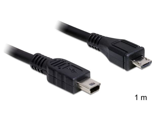 Delock - USB-kabel - mini-USB Type B (hann) til Micro-USB type B (hann) - USB 2.0 - 1 m - svart
