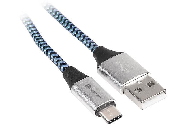 Tracer - USB-kabel - USB (hann) til USB-C (hann) - USB 2.0 - 2.1 A - 1 m - svart, blå