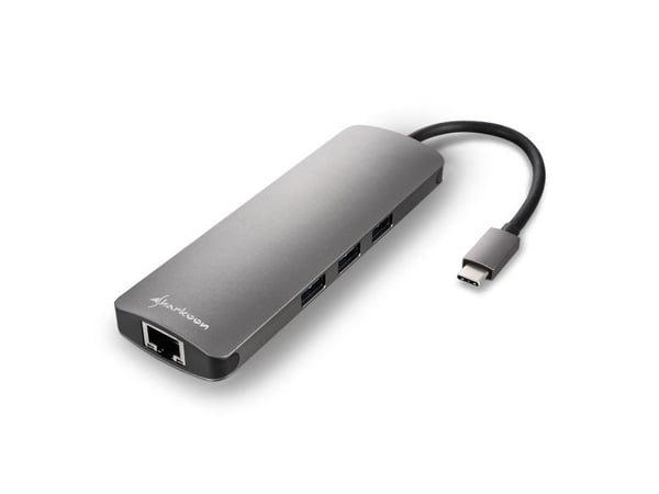 Sharkoon USB 3.0 Type C Combo Adapter - Dockningsstation - USB-C - HDMI - 10Mb LAN