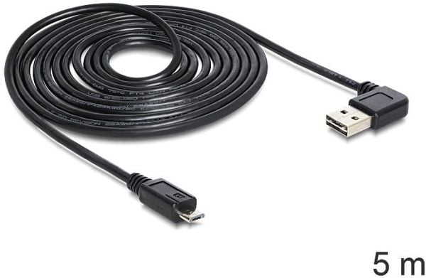 Delock EASY-USB - USB-kabel - Micro-USB type B (hann) til USB (hann) - USB 2.0 - 5 m - svart