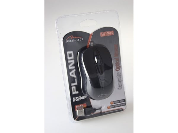Media-Tech PLANO MT1091K - Mus - ergonomisk - optisk - 3 knapper - kablet - USB