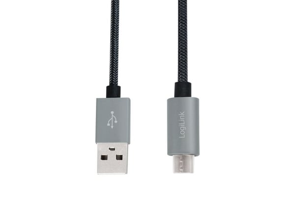 LogiLink CU0132, 1 m, USB A, Micro-USB A, USB 2.0, 480 Mbit/s, Grå