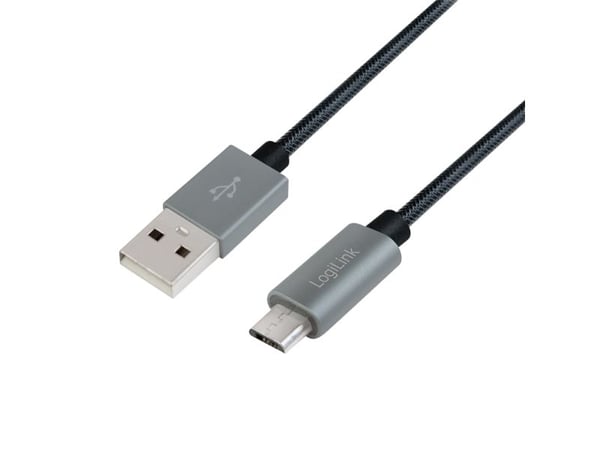 LogiLink CU0132, 1 m, USB A, Micro-USB A, USB 2.0, 480 Mbit/s, Grå