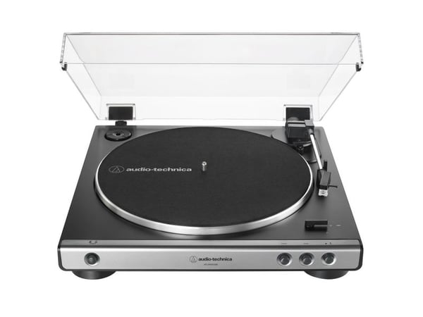 Audio-Technica AT-LP60XUSB, Beltedrevet platespiller, Fullautomatisert, Grå, Metallisk, Aluminium, 33 1/3,45 RPM, DC-hjelpemotor
