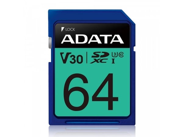 ADATA Premier Pro - Flashminnekort - 64 GB - Video Class V30 / UHS-I U3 / Class10 - SDXC UHS-I