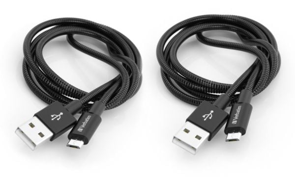 Verbatim Sync and Charge - USB-kaapeli - USB (han) til Micro-USB Type B (han) - 1 m - sort (pakke med 2)