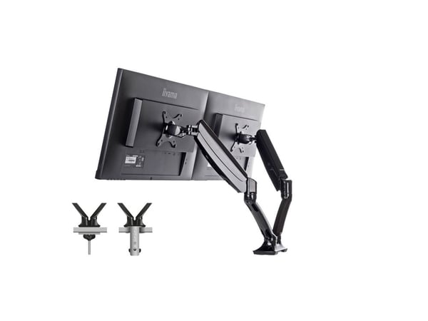 Iiyama DS3002C-B1 - Monteringssett - justerbar arm - for 2 skjermer - svart - skjermstørrelse: 10"-27" - skrivebordsmonterbar